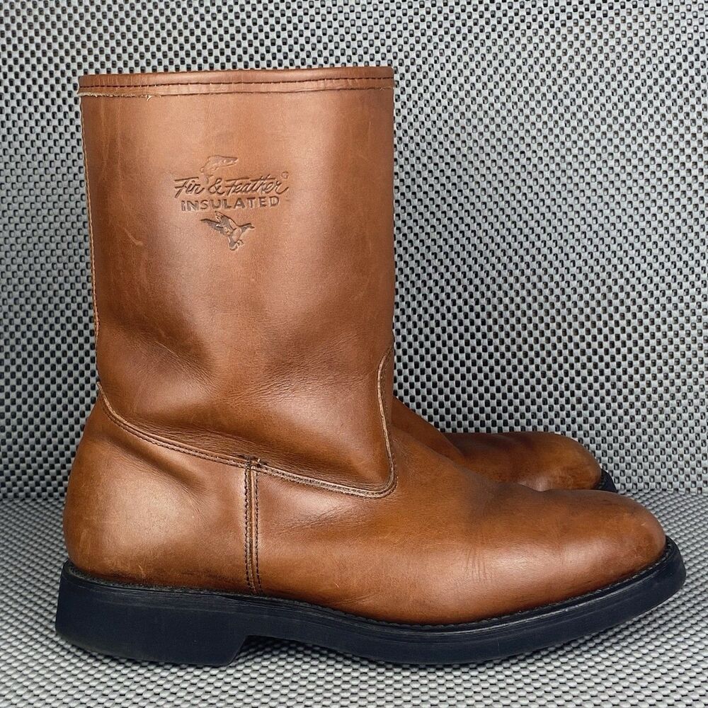 Fin & Feather Insulated Boots Mens 8.5 D Brown Leather Zipper Made In USA